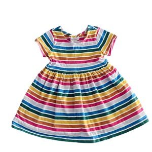 Hanna Andersson Girls Rainbow Stripe Cotton Skater Twirl Dress Multicolor US 4